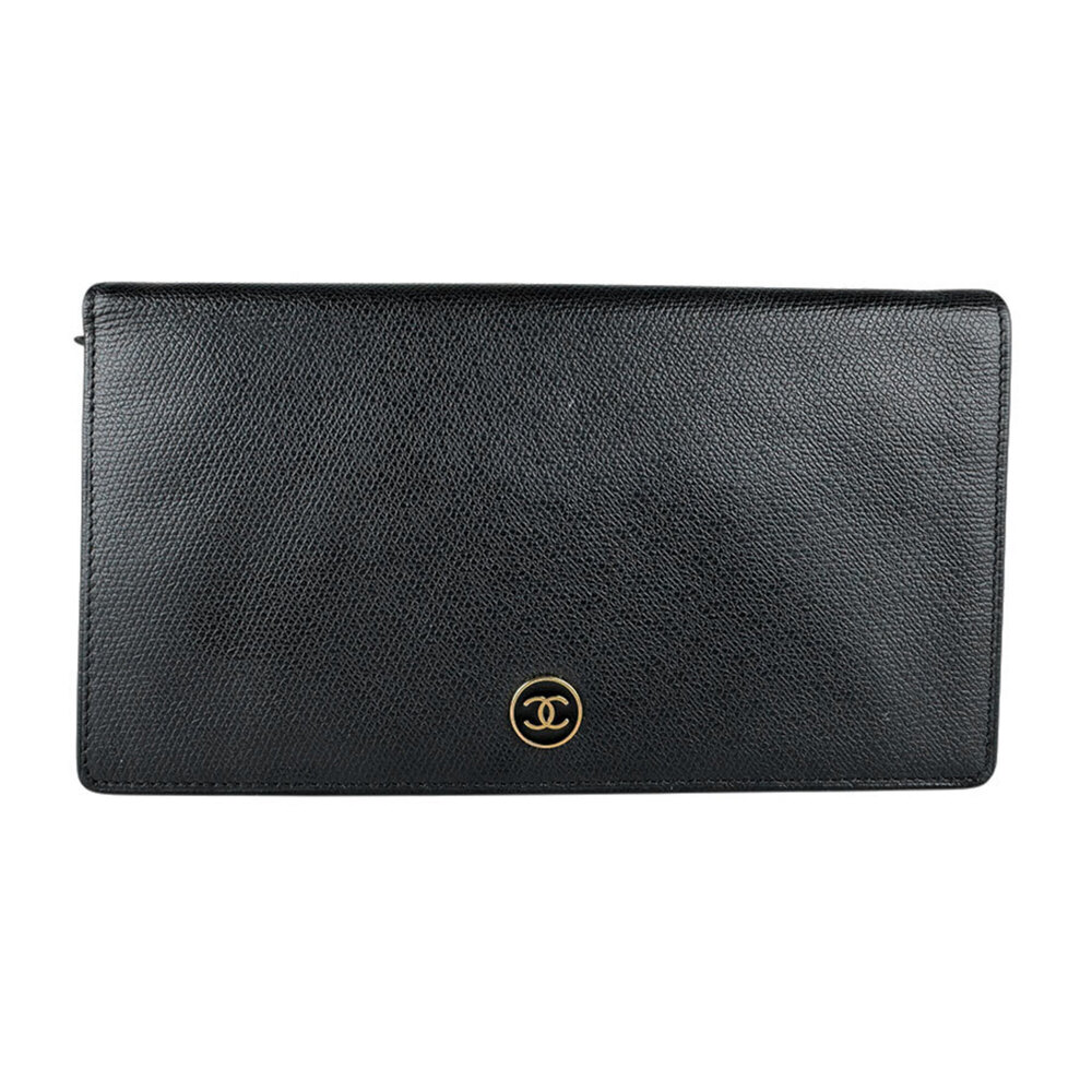CHANEL Authentic Black Leather Wallet
